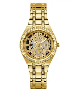 GUESS Stainless Steel Analog Champagne Dial Women's Watch-Gw0604L2, Band Color-Gold