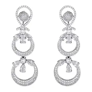 I Jewels Valentine's Special Rose Gold Plated Glittering Crystal AD Stone studded Earrings for Women & Girls (E3087S)