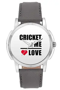 BIGOWL Wrist Watch for Men - Me + Cricket = Love | Best Gift for Cricket Lovers - Analog Men's and Boy's Unique Quartz Leather Band Round Designer dial Watch