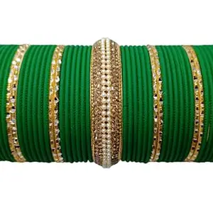 KHANNAK Jewellery Traditional Green Chodaset for Women| Green Metal and Pearl Bangle Set (Bangle for Woman/Girl 48 count)(Colour Green)_2.4…