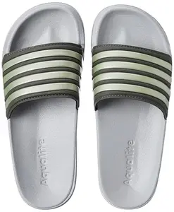Aqualite Men SLIDER-02 Slipper, Olive/Grey, 9 UK/India