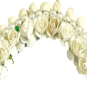 ™ Stylish Wedding Hair Bun Gajra Hair for Women in White Hair Juda Bun Hair Bun Styling Accessories (G1190421)(G1190421_1020)