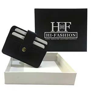 Hi-Fashion Men Black Genuine Leather Card Holder
