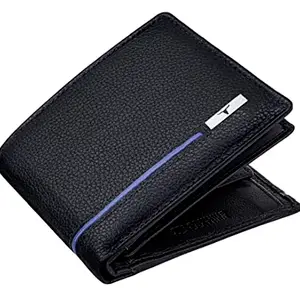 URBAN FOREST Stag Black/Blue Leather Wallet for Men