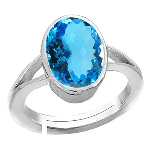 AKSHITA GEMS 17.25 Ratti 16.00 Carat Special Quality Blue Topaz Free Size Adjustable Ring Gold Plated Gemstone by Lab Certified(Top AAA+) Quality for Man or Women