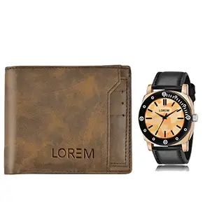 LOREM LOREM Combo of Men Watch & Artificial Leather Wallet-FZ-WL24-LR52