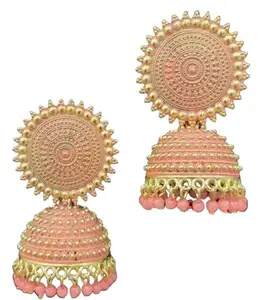 Flikker: Stylish Attractive Look Bollywood Fancy Traditional Meenakari Jhumki Earrings Jhumka for Girls & Women (Orange, Pack of: 1)