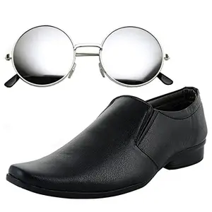 Vitoria Stylish Men's Synthetic Leather Formal Shoes with Free Unisex SLV Sunglasses/Office Shoes/Suit Shoes/Dress Shoes/Party Shoes (Numeric_6) Black