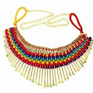 Rashi Designer Studio Traditional Oxidised Necklace Silk Thread Necklace Set for Girls Necklace for Women Golden Necklace Sets for Ladies Choker for Girls/women