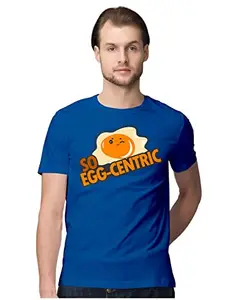 ALLEN BLACK Men's Regular Fit T-Shirt So Egg-Centric Funny Egg 100% Cotton T-Shirt Royal Blue_SEGGCENTR-Royal Blue 5XL Men Round_