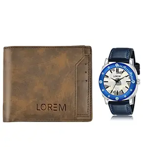 LOREM LOREM Combo of Men Watch & Artificial Leather Wallet-FZ-WL24-LR54