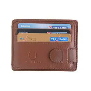 Husk N Hoof RFID Protected Leather Credit Card Holder Wallet for Men Women Wood Brown
