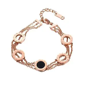 The Bling Box Stainless Steel Rose Gold Plated Roman Numeral Bracelet for Women and Girls