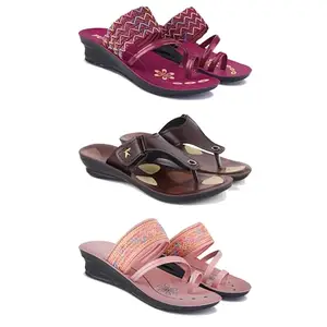 Women's Comfortable Sandal,Casual Lightweight Sandal for Everyday Wear for women's(GR-(COMBO-3)-1949-1963-1950-5)