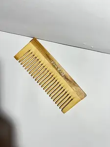 Shan Neem Wooden Wide-Tooth Detangling Comb, Natural Wood, Hair Care