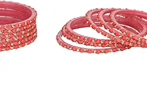 Somil Elegant Bridal & Wedding Party Fashion Bangle/Kada Set Radiate Glamour and Style, Pink, Glass, Pack Of 12 Model No- A5