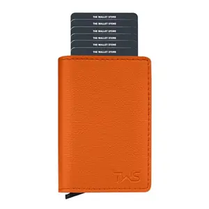 The Wallet Store Vivid Vault RFID Protected Wallet | Pop-up Card Holder | Scan Proof Wallets for Men | Aluminium Case | Up to 6 Cards | Credit & Debit Card Holder (Orange)