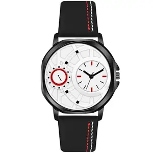 Acnos White Dial Black Case Belt Rectangle Shape Case Watches Pack of 1 for Mens and Boys