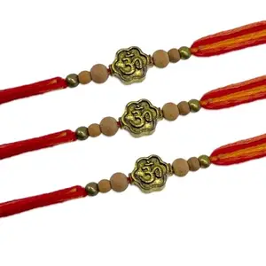 Digital Dress Room (Set of 3) Om & Chandan Beads Multicolor Thread Rakhi for Happy Raksha Bandhan Festival | Best Rakhi Online for Bhaiya | Thread Bracelet Rakhi Gift for Brother & Sister