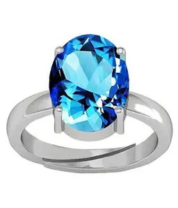 APSLOOSE 11.00 Carat Blue topaz ring natural topaz ring original certified oval astrology elegant energized blue topaz stone adjustable Silver plated birthstone ring