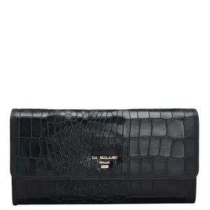 Da Milano Genuine Leather Blue Flap Womens Wallet (10020A)