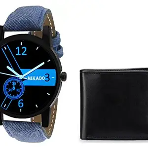 Mikado MK Blue Fashion with Lether Wallet for Men and Boys