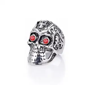 Zaprics Trading Unique Skull Ring For Men | Red Eye Skull Ring | Gothic Skull Biker Ring | Red Eyes Skull Ring | Finger Ring | Punk Style Ring | Ideal Gift