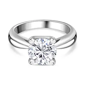 Ornate Jewels 925 Silver 2 Carat Single Solitaire Sparkling American Diamond Ring for Women and Girls | With Certificate of Authenticity & 925 Stamp | Life-time Warranty*