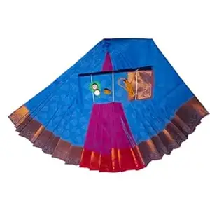 saree with blouse-Banarasi Kanchivaram Cotton Silk Saree with Unstitched Blouse Material