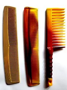 Kanta Stores Derby D3 Golden Dressing & Wide Teeth Shampoo Hair Comb for Women & Men (Pack of 3)