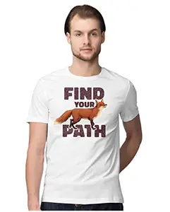 ALLEN BLACK Men's Regular Fit T-Shirt Find Your Path - Forest Fo 100% Cotton T-Shirt White_Foremen-White L Men Round_
