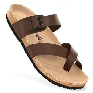 Vellinto NEBU Cross Toe Strap Sandal ll Synthetic Leather Cork Sandals with Adjustable Buckle Straps
