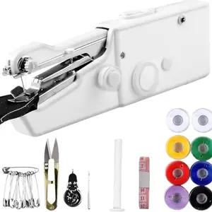 Shopping Mart electric handheld sewing machine, battery-operated stitching machine, mini easy-to-use handheld sewing machine for beginner for emergency stitching(1 pcs)(21 x 7.5 cm)(White Color)