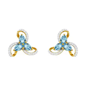 CLARA 925 Sterling Silver Melba Earrings with Screw Back | Gold Rhodium Plated, Swiss Zirconia | Gift for Women & Girls