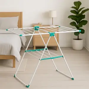 OBBO Butterfly Cloth Drying Stand – Steel Foldable Clothes Drying Rack, Space-Saving Laundry Dryer Stand for Indoor & Outdoor Use, Durable & Sturdy, 107 cm (Pack of 1)