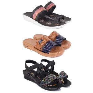 Women's Comfortable Sandal,Casual Lightweight Sandal for Everyday Wear | PCR-(3-COMBO)-1992-1981-1932-6-EURO-37