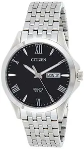 Citizen Stainless Steel Analog Black Dial Men Watch-Bf2020-51E, Silver Band