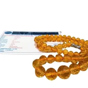 STONE GEMS GALLERY Wonderful Hancrafted Rare Sunela Rattan 7Mm-12Mm Round Shape & Cuts Of Citrine Necklace For 13Th Anniversary सुनेला रत्न नेकलस हार Marvellous Cetrine Yellow Stone Necklace For Women