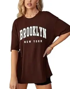 YOUNSHE Stylish and Comfortable Oversized Cotton Blend T-Shirt for Women & Girls – Short Sleeves | Loose Fit