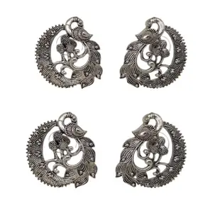 Sweksha Creations Designer Oxidised Peacock Traditional Earrings, Antique Finish Oxidised jewellery collection for girls and women (2 pairs)