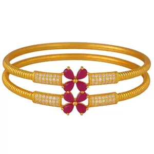 Anuradha Bangle | Gold Plated Anti-tarnish Set of 2 | (2.6)