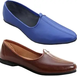 Vitoria Derby Shoes for Men | Shoes for Men with PU Sole | Comfortable & Lightweight |Durable & Trendy Design | Size : 8 | Color : Blue-Brown,VTR_3001_Jutti_BluBrwn_2J_8