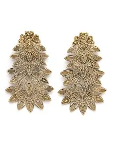 ADIVA Gold-Plated Contemporary Oxidised Drop Earrings