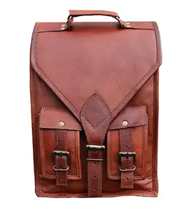 jaald 15" Genuine Leather Vintage Laptop Backpack Shoulder Messenger Bag Convertible Briefcase