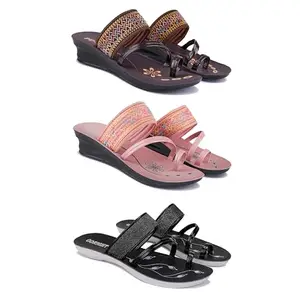 Women's Comfortable Sandal,Casual Lightweight Sandal for Everyday Wear for women's(GR-(COMBO-3)-1951-1950-1946-7)