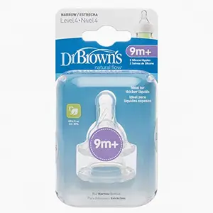 Dr. Brown's Natural Flow Level 4 Standard Neck Nipple (Pack of 2, White)