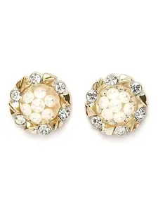 KARATCART Gold Plated Cubic Zirconia Stud Earrings for Women