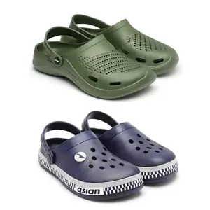 ASIAN Men's Casual Walking & House Daily Clogs with Lightweight Design Clogs for Men's & Boy's Navy Olive