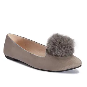 TRUFFLE COLLECTION Women's ABU1 Grey Synthetic Fashion Slippers - 5