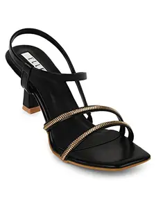 ELLE Women's Black Slim Heel Sandal